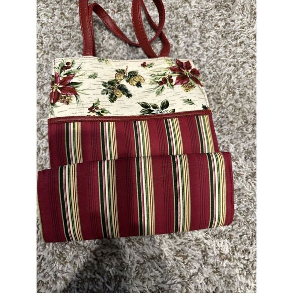 Longaberger Small Totes 2005 Holiday Stripe  Embroidered Basket Gift Bag. New - Picture 5 of 6